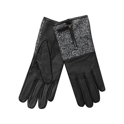 RJR.John Rocha Black knitted cuff leather gloves